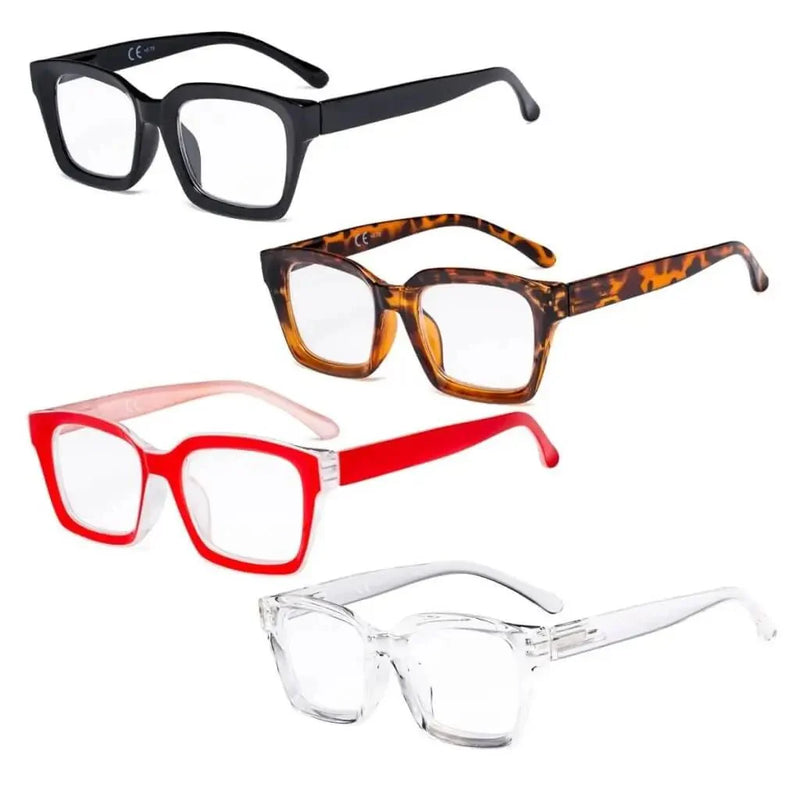 eyekeeper.com 4 Pack Stylish Square Reading Glasses Thicker Frame Readers R9106-A Eyeglasses