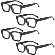 eyekeeper.com 4 Pack Stylish Square Reading Glasses Thicker Frame Readers R9106-A Eyeglasses