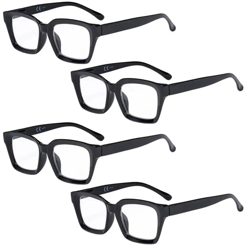 eyekeeper.com 4 Pack Stylish Square Reading Glasses Thicker Frame Readers R9106-A Eyeglasses