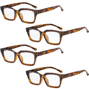 eyekeeper.com 4 Pack Stylish Square Reading Glasses Thicker Frame Readers R9106-A Eyeglasses