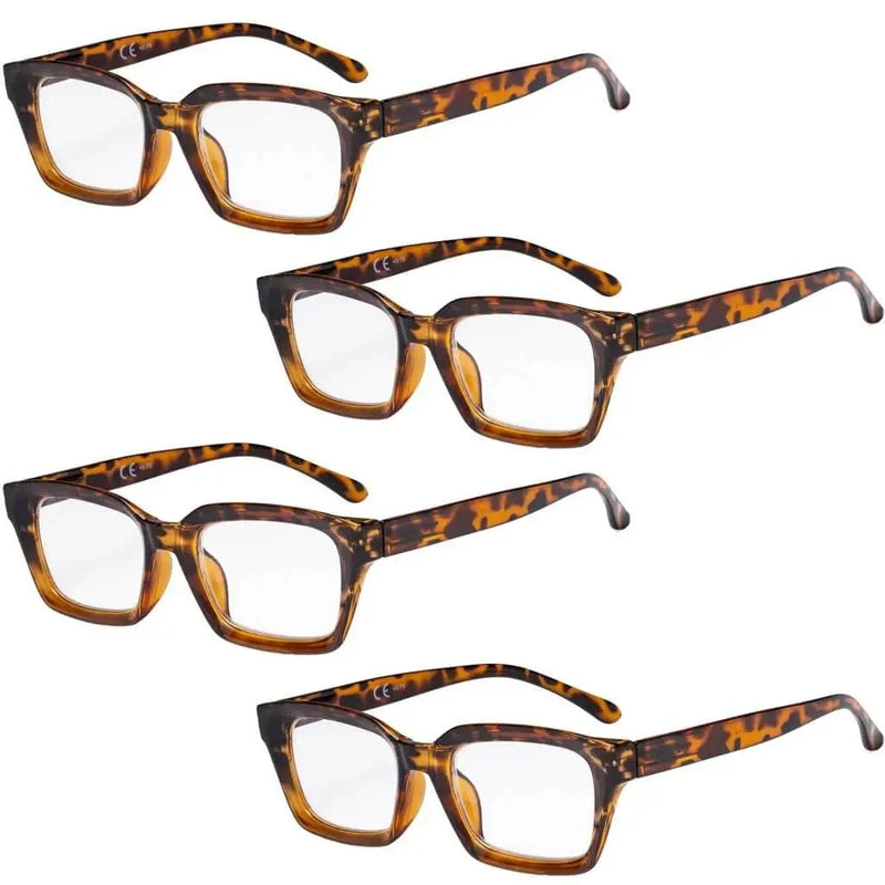eyekeeper.com 4 Pack Stylish Square Reading Glasses Thicker Frame Readers R9106-A Eyeglasses