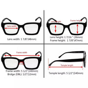 eyekeeper.com 4 Pack Thicker Frame Bifocal Reading Glasses Square Readers BR9106 Eyeglasses