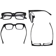 eyekeeper.com 4 Pack Thicker Frame Bifocal Reading Glasses Square Readers BR9106 Eyeglasses