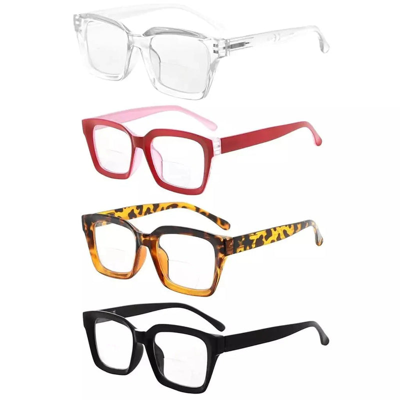 eyekeeper.com 4 Pack Thicker Frame Bifocal Reading Glasses Square Readers BR9106 Eyeglasses