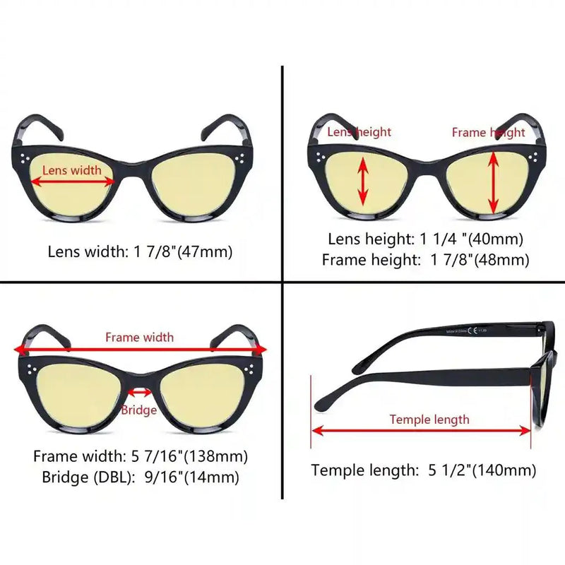eyekeeper.com 4 Pack Thicker Frame Cat-eye Blue Light Blocking Readers TM9108 Eyeglasses