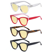 eyekeeper.com 4 Pack Thicker Frame Cat-eye Blue Light Blocking Readers TM9108 Eyeglasses