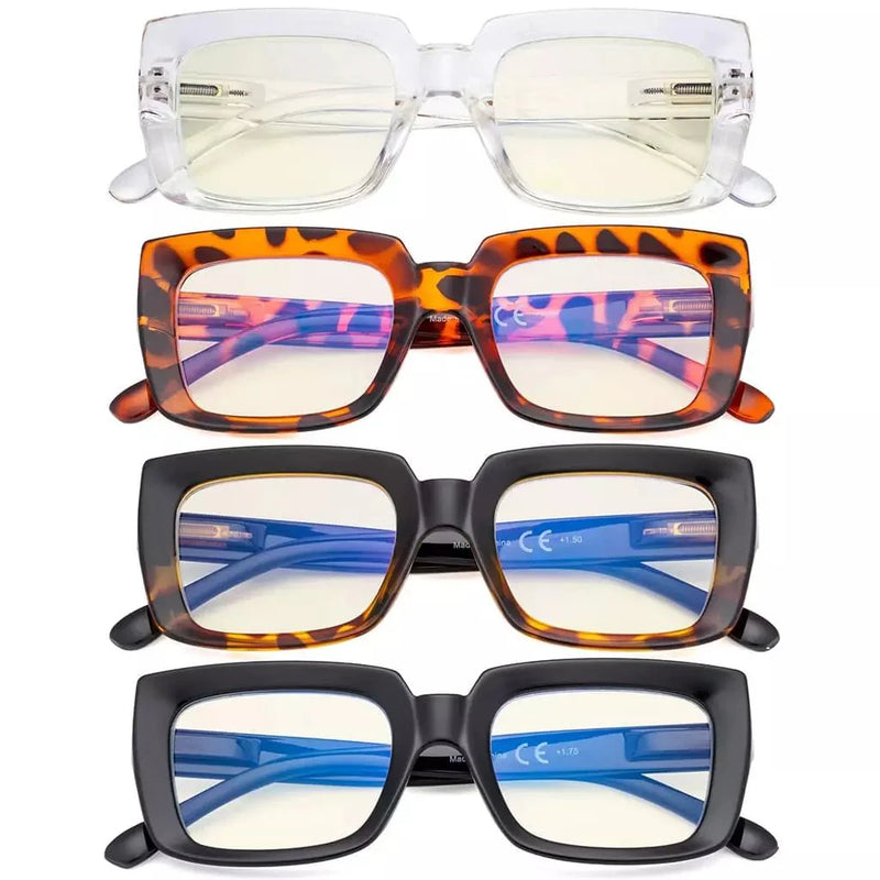 eyekeeper.com 4 Pack Thicker Frame Design Blue Light Filter Reading Glasses UVR9107 Eyeglasses