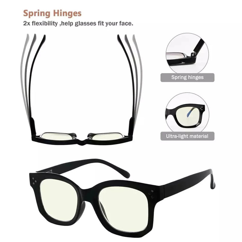 eyekeeper.com 4 Pack Thicker Frame Square Blue Light Filter Readers UVR2002 Eyeglasses