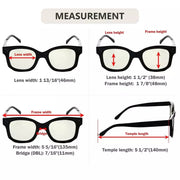 eyekeeper.com 4 Pack Thicker Frame Square Blue Light Filter Readers UVR2002 Eyeglasses