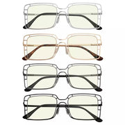eyekeeper.com 4 Pack Thin Metal Hollow Blue Light Filter Readers UV2301 Eyeglasses