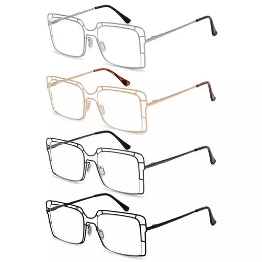 eyekeeper.com 4 Pack Thin Metal Hollow Frame Reading Glasses R2301 Eyeglasses