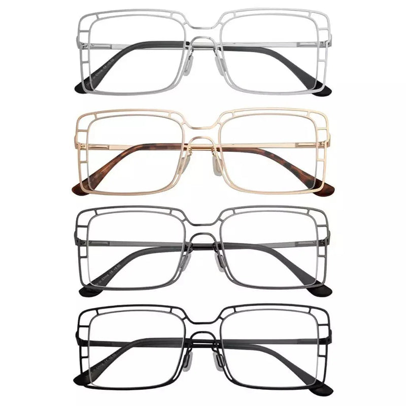 eyekeeper.com 4 Pack Thin Metal Hollow Frame Reading Glasses R2301 Eyeglasses
