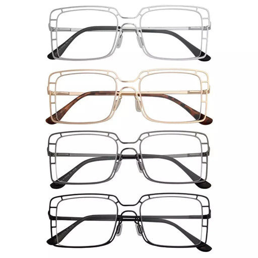 eyekeeper.com 4 Pack Thin Metal Hollow Frame Reading Glasses R2301 Eyeglasses