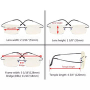 eyekeeper.com 4 Pack Titanium Rimless Blue Light Filter Reading Glasses UVR1509 Eyeglasses