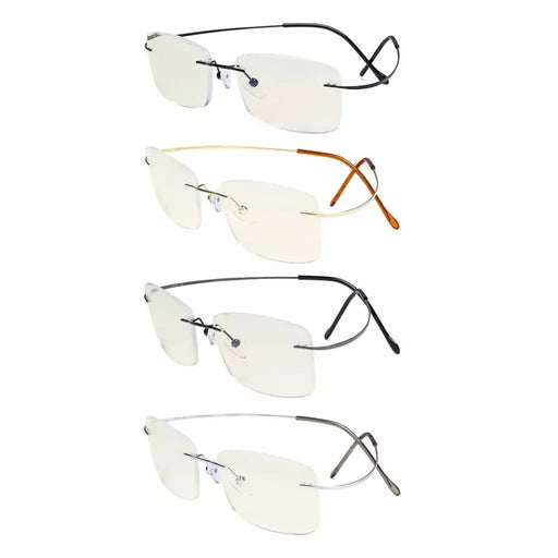 eyekeeper.com 4 Pack Titanium Rimless Blue Light Filter Reading Glasses UVR1509 Eyeglasses