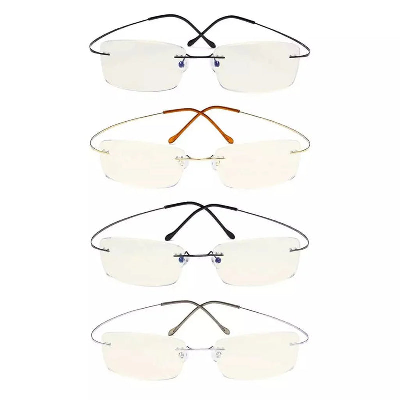eyekeeper.com 4 Pack Titanium Rimless Blue Light Filter Reading Glasses UVR1509 Eyeglasses