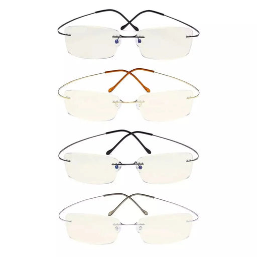 eyekeeper.com 4 Pack Titanium Rimless Blue Light Filter Reading Glasses UVR1509 Eyeglasses