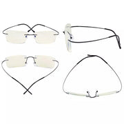 eyekeeper.com 4 Pack Titanium Rimless Blue Light Filter Reading Glasses UVR1509 Eyeglasses