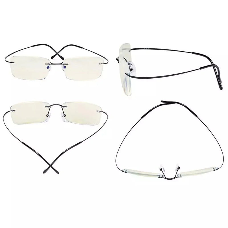 eyekeeper.com 4 Pack Titanium Rimless Blue Light Filter Reading Glasses UVR1509 Eyeglasses