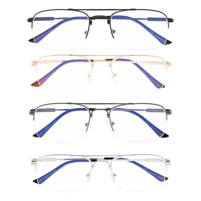 Eyekeeper - 4 Pack Half Rim Blue Light Blocking Reading Glasses Cg1706