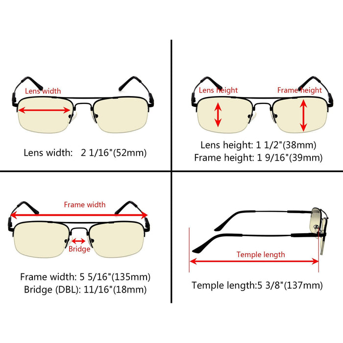 Eyekeeper - 4 Pack Half Rim Blue Light Blocking Reading Glasses Cg1706