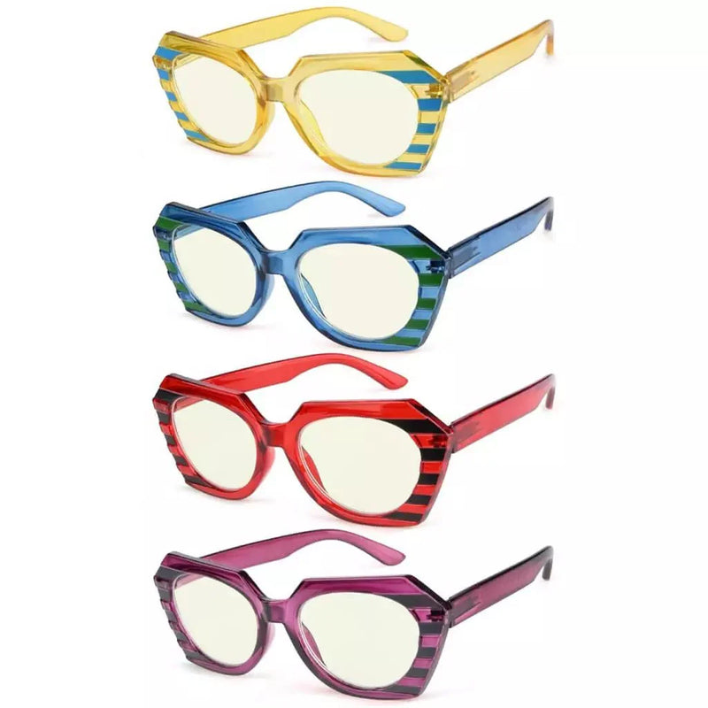 eyekeeper.com 4 Pack Vibrant Polygon Blue Light Filter Readers UV2135 Eyeglasses