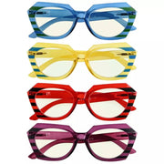 eyekeeper.com 4 Pack Vibrant Polygon Blue Light Filter Readers UV2135 Eyeglasses