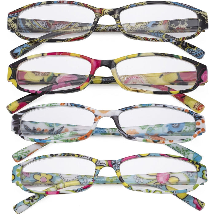 Eyekeeper - 4 Pack Small Lens Floral Pattern Reading Glasses R9104F