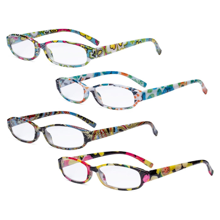 Eyekeeper - 4 Pack Small Lens Floral Pattern Reading Glasses R9104F