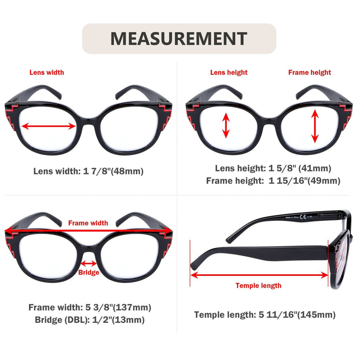 Eyekeeper - 5 Pack Cat-Eye Reading Glasses Fashion Readers R2119