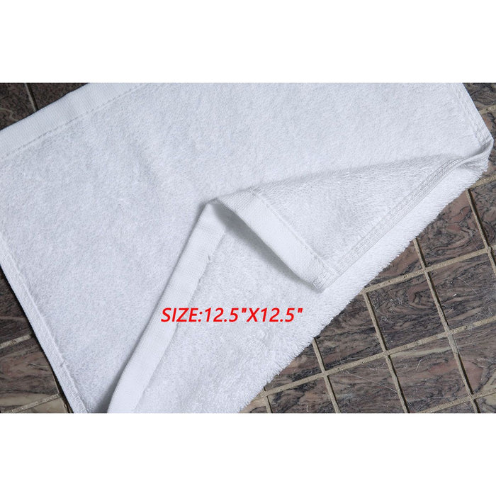 100% Cotton White Face Towels 12.5"X12.5" (Pack of 6)