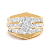 Bids.com 14K Yellow Gold 2-1/3 Cttw Diamond Cluster Channel Set Chevron Shaped Engagement Ring (H-I Color, SI1-SI2 Clarity) - Ring Size 7 Rings