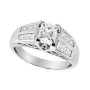 Bids.com 14K White Gold 1 1/4 Cttw Princess Cut Diamond Channel Set Engagement Ring (H-I Color, SI1-SI2 Clarity) - Ring Size 7 Rings