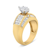 Bids.com 14K Yellow and White Gold 1 3/4 Cttw Round, Baguette, Princess and Pie-Cut Diamond Ring (H-I Color, SI1-SI2 Clarity) Rings