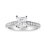 Bids.com 14K White Gold 1 1/5 Cttw 4-Prong Set Princess Diamond Classic Engagement Ring (I1-I2 Color, H-I Clarity) Ring Size 7 Rings