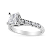 Bids.com 14K White Gold 1 1/5 Cttw 4-Prong Set Princess Diamond Classic Engagement Ring (I1-I2 Color, H-I Clarity) Ring Size 7 Rings