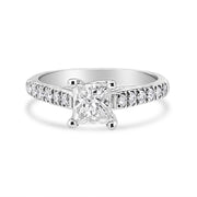 Bids.com 14K White Gold 1 1/5 Cttw 4-Prong Set Princess Diamond Classic Engagement Ring (I1-I2 Color, H-I Clarity) Ring Size 7 Rings