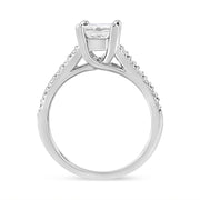 Bids.com 14K White Gold 1 1/5 Cttw 4-Prong Set Princess Diamond Classic Engagement Ring (I1-I2 Color, H-I Clarity) Ring Size 7 Rings