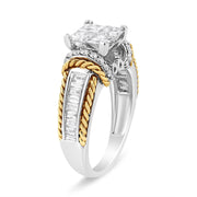 Bids.com 14K White and Yellow Gold 1 1/2 Cttw Invisible Set Princess-Cut Diamond Quad Style Engagement Ring (H-I Color, SI2-I1 Clarity) - Ring Size 7 Rings