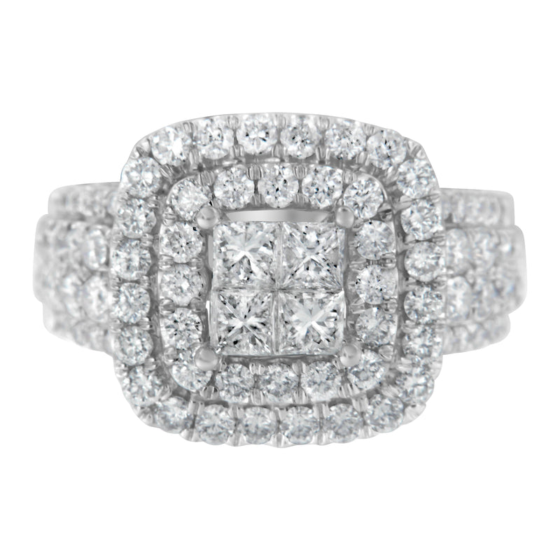 Bids.com 14KT White Gold Round and Princess Diamond Ring (2 1/4 cttw, H-I Color, SI1-SI2 Clarity) Rings