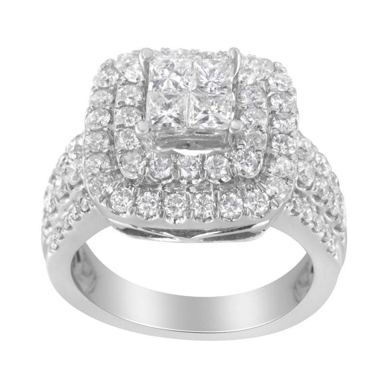 Bids.com 14KT White Gold Round and Princess Diamond Ring (2 1/4 cttw, H-I Color, SI1-SI2 Clarity) Rings
