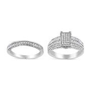 Bids.com .925 Sterling Silver 3/4 Cttw Prong Set Round Diamond Composite Engagement Ring and Band Set (I-J Color, I3 Clarity) - Size 6.5 Rings