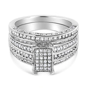Bids.com .925 Sterling Silver 3/4 Cttw Prong Set Round Diamond Composite Engagement Ring and Band Set (I-J Color, I3 Clarity) - Size 6.5 Rings