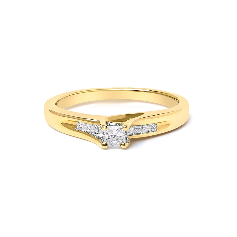Bids.com 14K Yellow Gold 1/4 Cttw Princess Cut Diamond Engagement Ring Rings