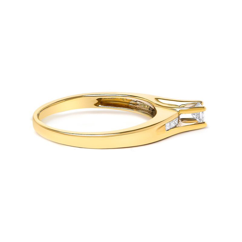 Bids.com 14K Yellow Gold 1/4 Cttw Princess Cut Diamond Engagement Ring Rings