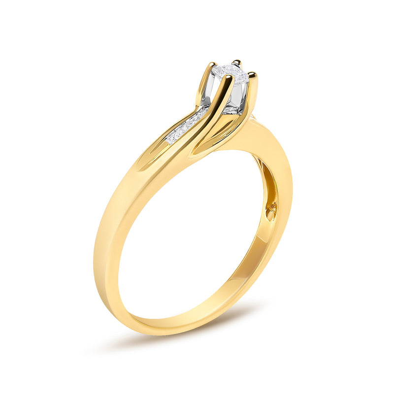 Bids.com 14K Yellow Gold 1/4 Cttw Princess Cut Diamond Engagement Ring Rings