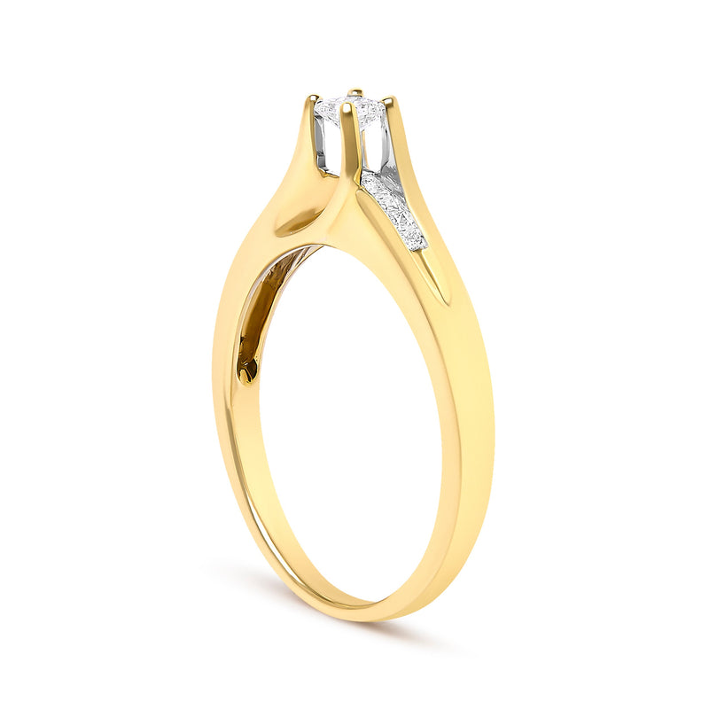 Bids.com 14K Yellow Gold 1/4 Cttw Princess Cut Diamond Engagement Ring Rings