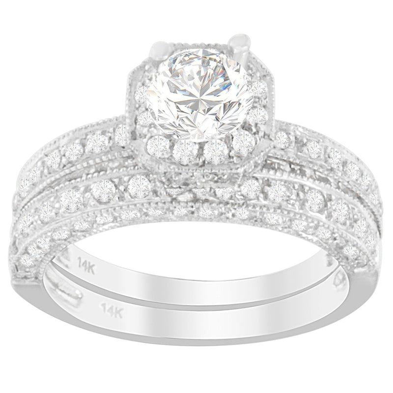 Bids.com 14K White Gold 1 ct. TDW Round Cut Diamond Ring (G-H, I1-I2) Rings