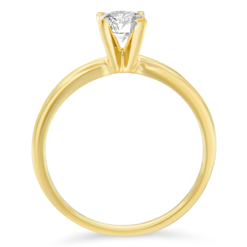 Bids.com GIA Certified 14K Yellow Gold 1/2 Cttw Diamond Solitaire Engagement Ring (H Color, SI1 Clarity) - Size 6 Rings