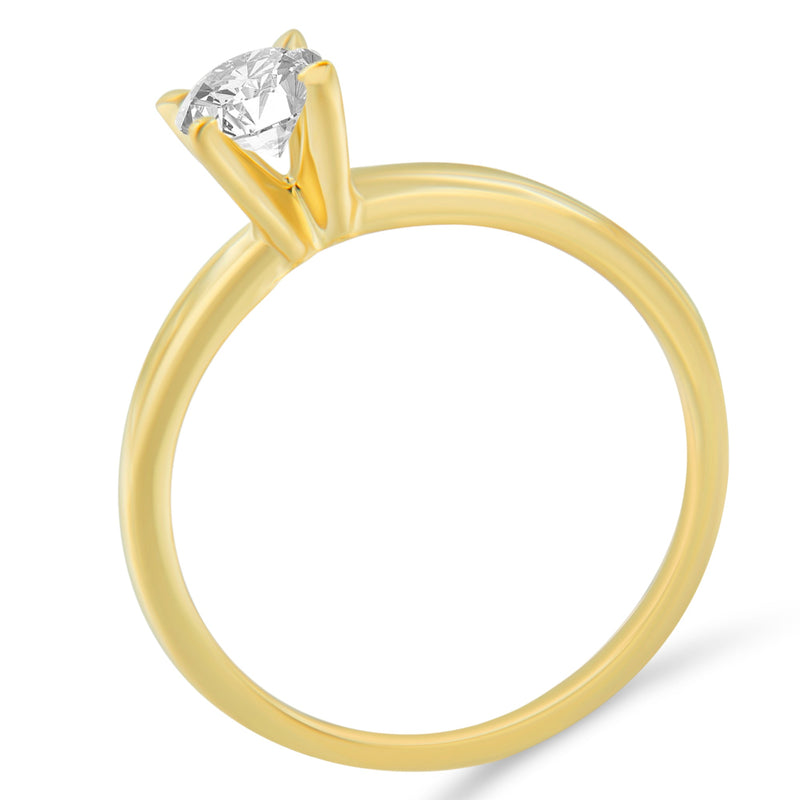 Bids.com GIA Certified 14K Yellow Gold 1/2 Cttw Diamond Solitaire Engagement Ring (H Color, SI1 Clarity) - Size 6 Rings
